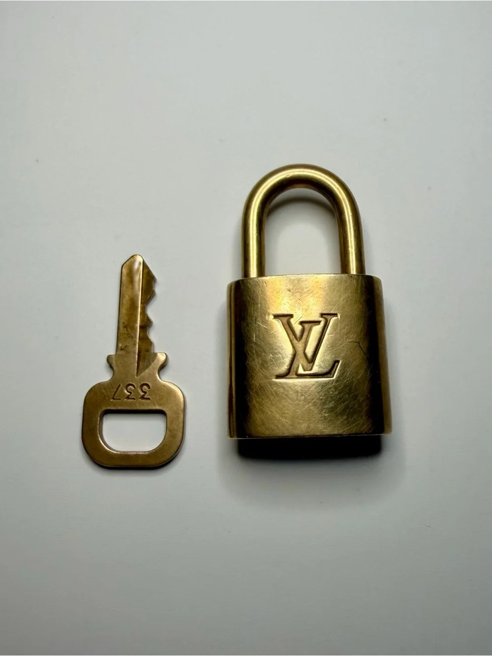 Louis Vuitton Brass Tone Padlock and Key Set 337